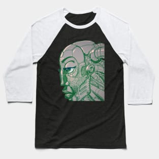 Robot Lady Green Baseball T-Shirt